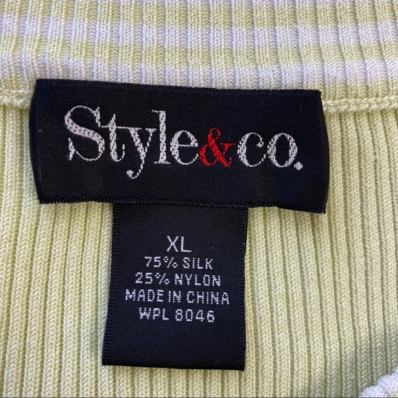 Style & Co Yellow Citrine Boatneck Top Silk XL Short Sleeve - Picture 7 of 7